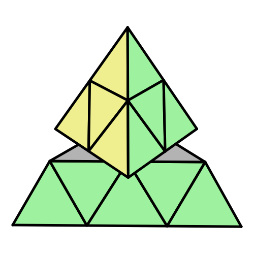 Pyraminx 金字塔魔術方塊轉一半 PNG 透明背景